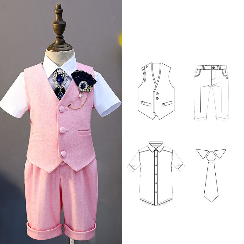 Ensemble de costume formel pour bébé garçon pour mariage d'été, style britannique