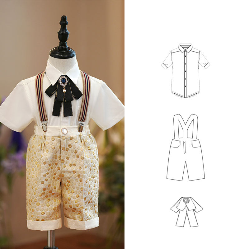Ensemble de Costume Gilet Été Bébé Garçon Mariage Anniversaire