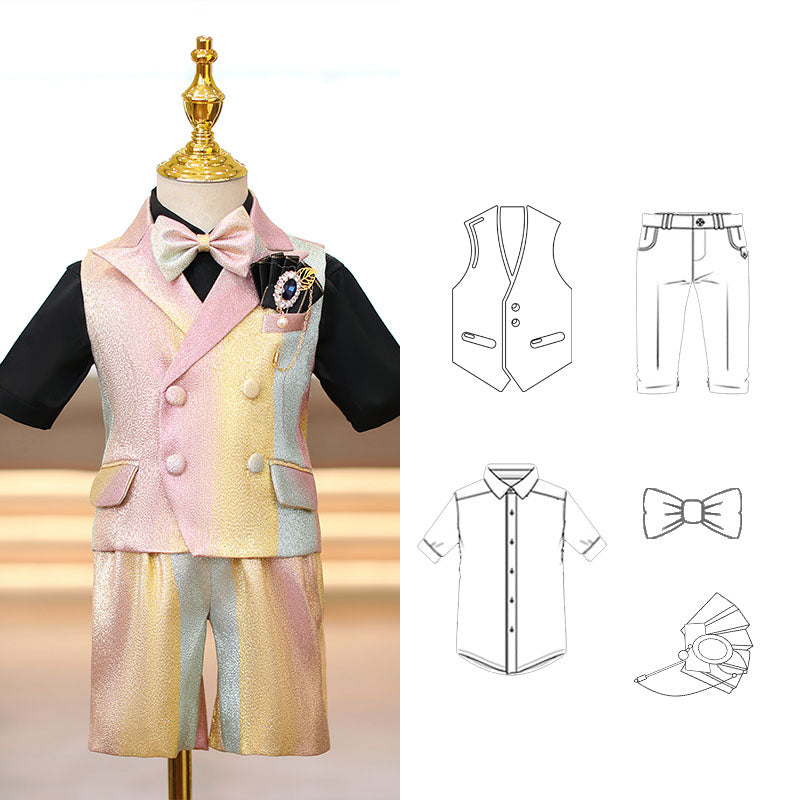 Ensemble de costume formel multicolore d'été pour anniversaire d'enfant garçon