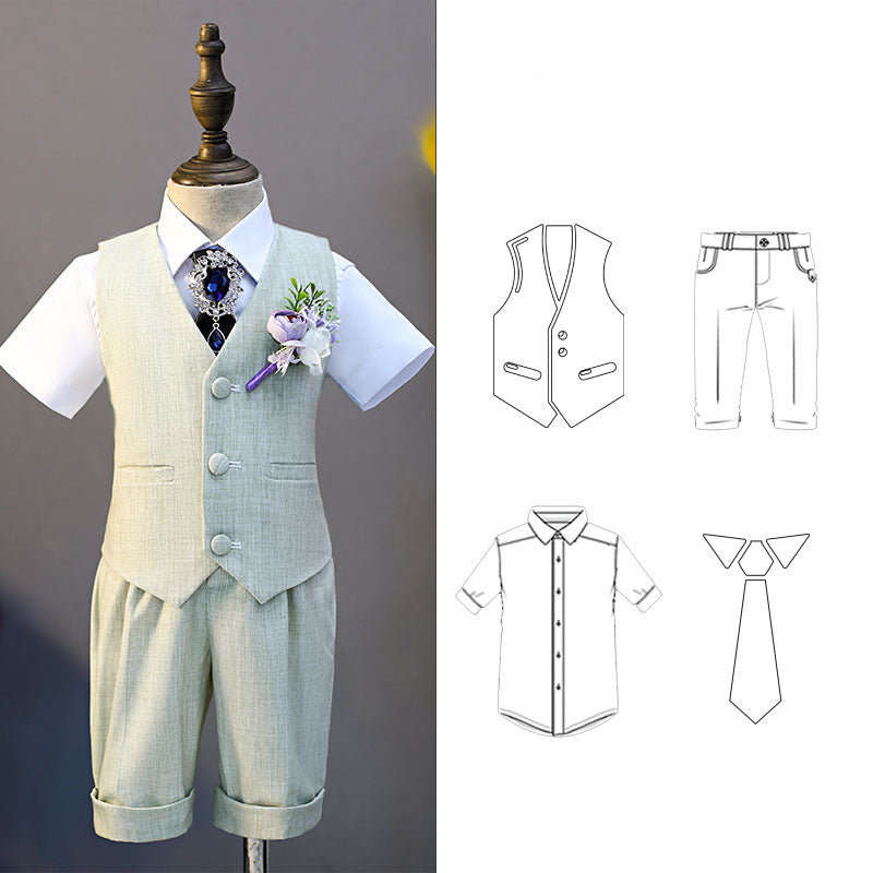 Ensemble de costume formel pour bébé garçon pour mariage d'été, style britannique