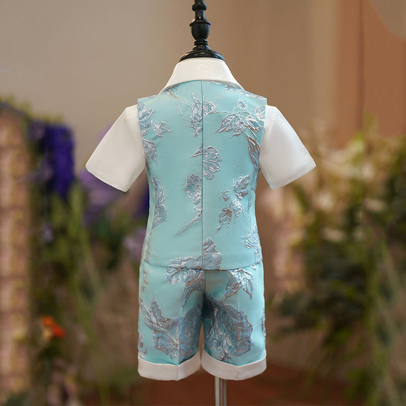 Ensemble de costume-gilet habillé pour garçon, idéal pour un mariage ou un anniversaire d'été