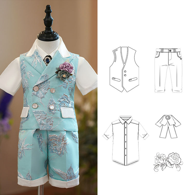 Ensemble de costume-gilet habillé pour garçon, idéal pour un mariage ou un anniversaire d'été