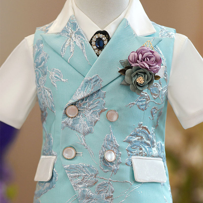 Ensemble de costume-gilet habillé pour garçon, idéal pour un mariage ou un anniversaire d'été
