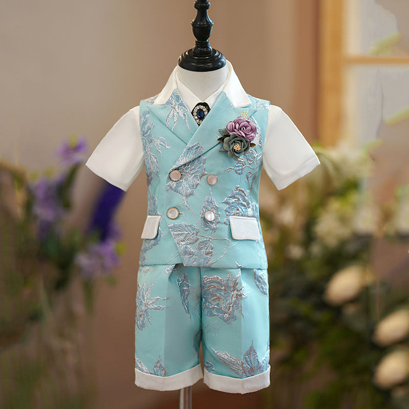 Ensemble de costume-gilet habillé pour garçon, idéal pour un mariage ou un anniversaire d'été