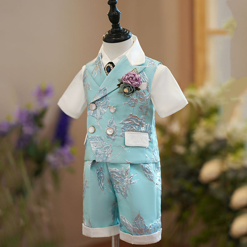Ensemble de costume-gilet habillé pour garçon, idéal pour un mariage ou un anniversaire d'été