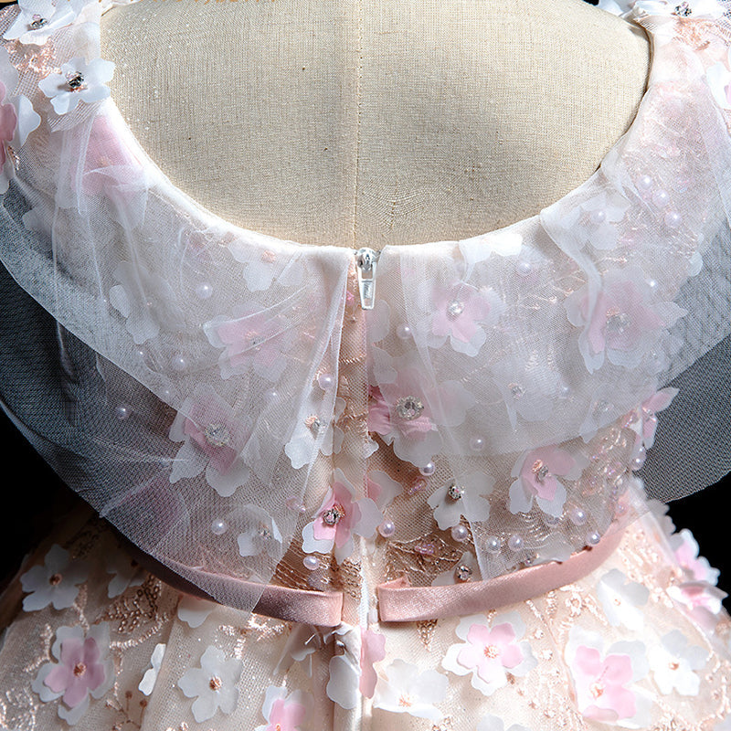 Robe de princesse bouffante rose à fleurs d'été pour bébé fille, idéale pour les fêtes d'anniversaire et Pâques