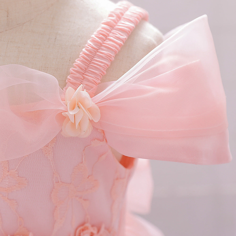Robes d'anniversaire pour bébé fille en dentelle brodée, robe de princesse formelle moelleuse pour tout-petits