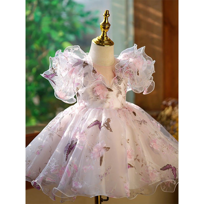 Robe de princesse papillon et fleur pour bébé fille et petite fille, pour fête d'anniversaire