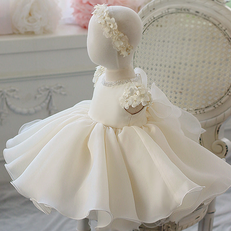 Robes de baptême Bébé Fille Été Dentelle Blanche Robe de Demoiselle d'honneur Robe de Baptême Enfant