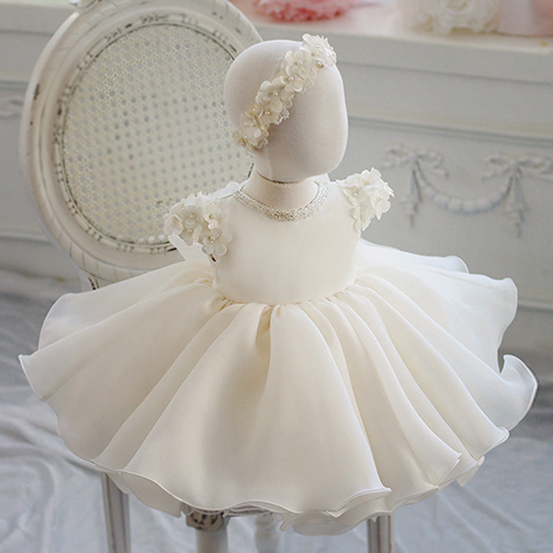 Robes de baptême Bébé Fille Été Dentelle Blanche Robe de Demoiselle d'honneur Robe de Baptême Enfant