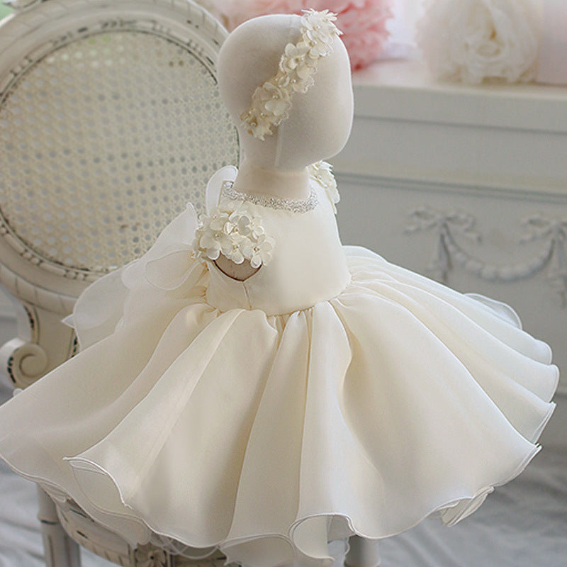 Robes de baptême Bébé Fille Été Dentelle Blanche Robe de Demoiselle d'honneur Robe de Baptême Enfant