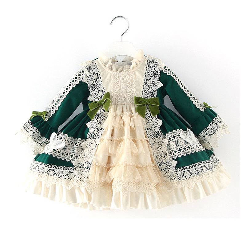 Robe de première communion pour bébé fille, robe de soirée pour tout-petits, robe de cérémonie en dentelle florale pour gâteau