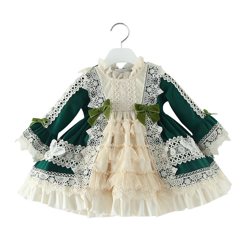 Robe de première communion pour bébé fille, robe de soirée pour tout-petits, robe de cérémonie en dentelle florale pour gâteau