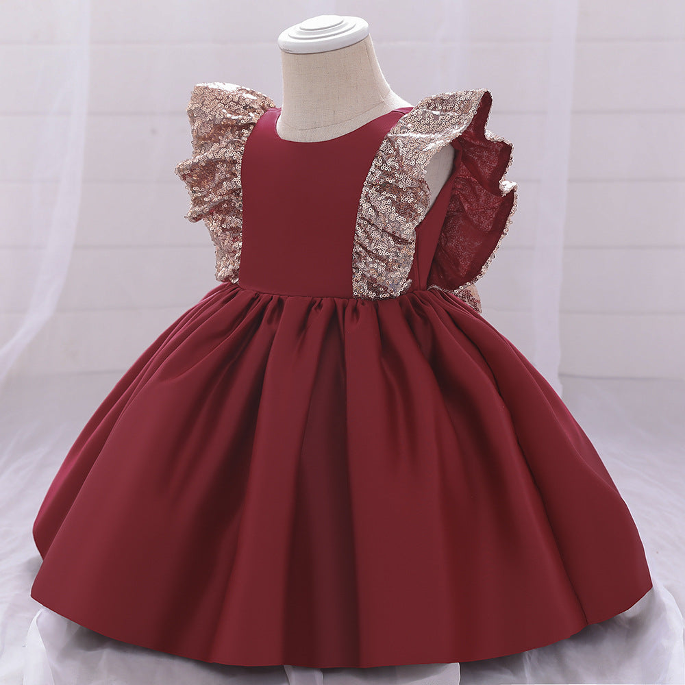 Robes de soirée d'anniversaire pour bébé fille, petites robes d'été mignonnes à paillettes et nœud, robes de princesse