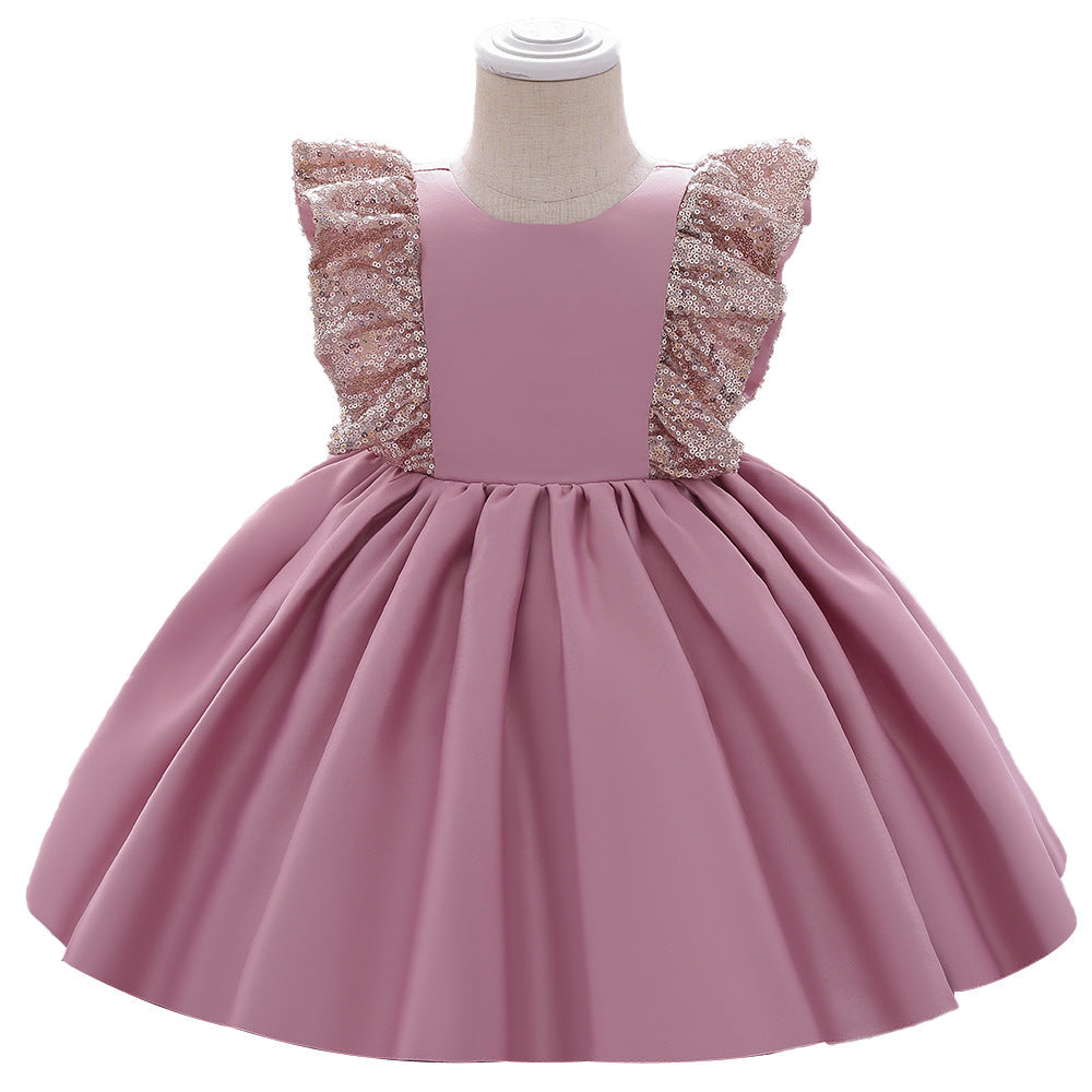 Robes de soirée d'anniversaire pour bébé fille, petites robes d'été mignonnes à paillettes et nœud, robes de princesse