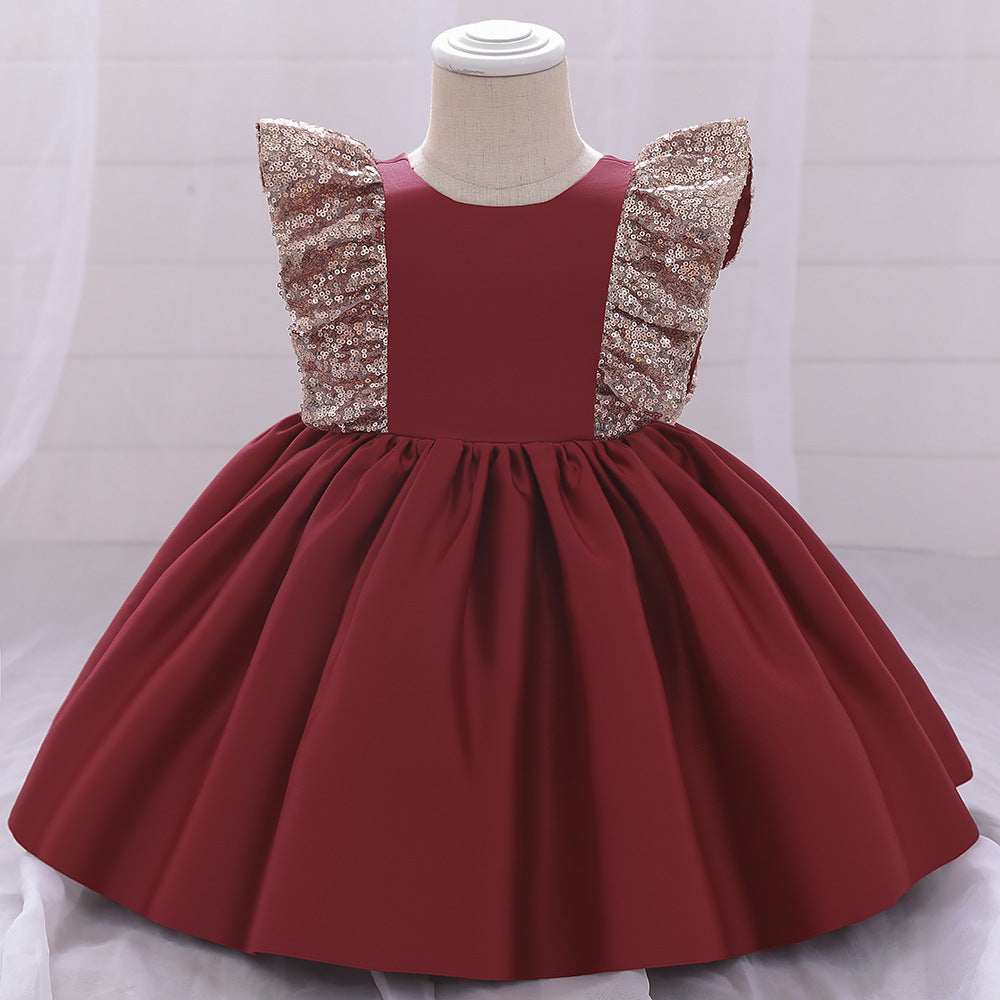 Robes de soirée d'anniversaire pour bébé fille, petites robes d'été mignonnes à paillettes et nœud, robes de princesse