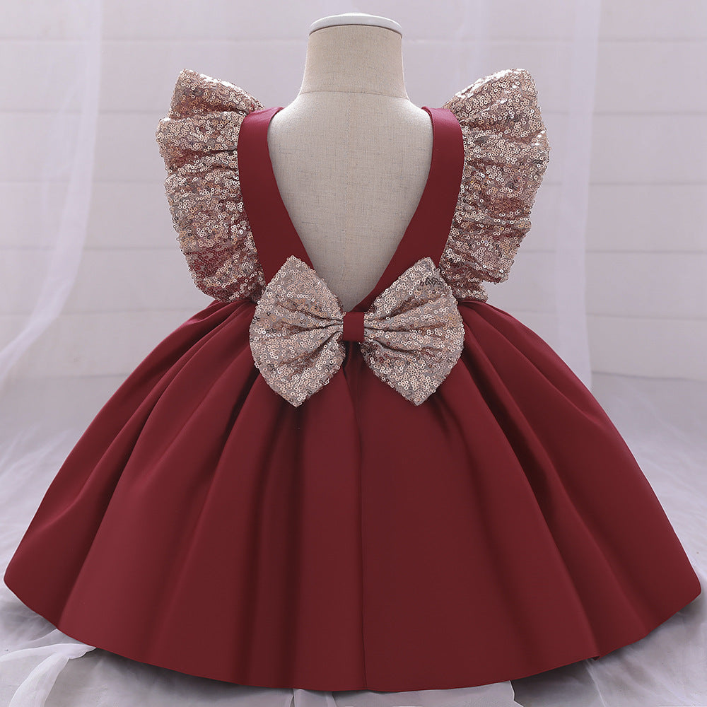 Robes de soirée d'anniversaire pour bébé fille, petites robes d'été mignonnes à paillettes et nœud, robes de princesse
