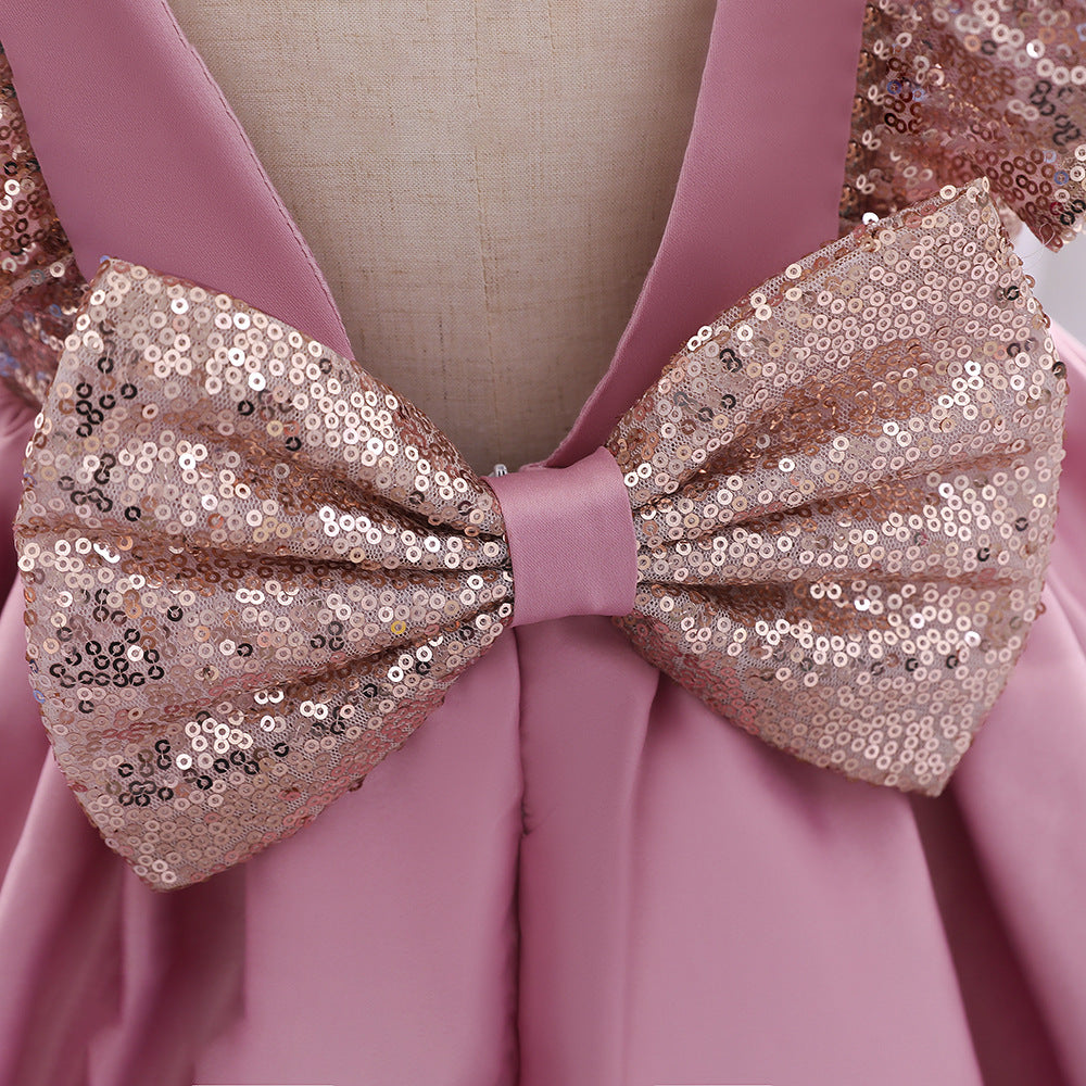 Robes de soirée d'anniversaire pour bébé fille, petites robes d'été mignonnes à paillettes et nœud, robes de princesse