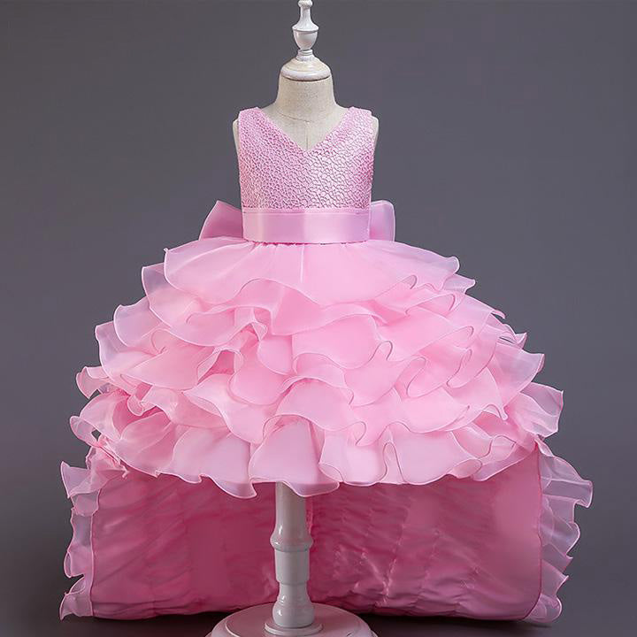 Robe de princesse pour concours de beauté pour fille, robe de soirée d'anniversaire moelleuse à sequins pour bébé fille