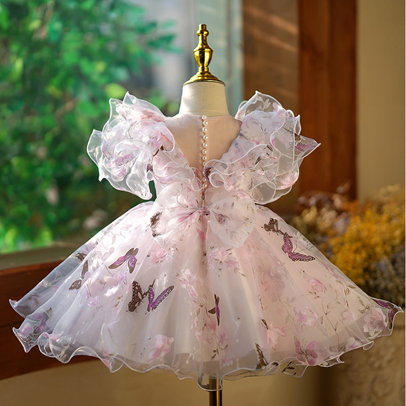 Robe de princesse papillon et fleur pour bébé fille et petite fille, pour fête d'anniversaire