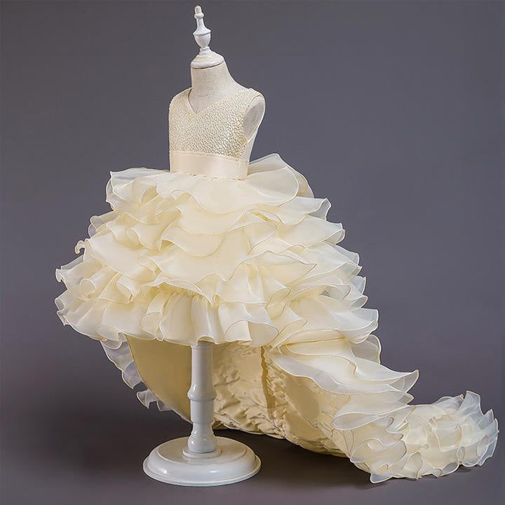 Robe de princesse pour concours de beauté pour fille, robe de soirée d'anniversaire moelleuse à sequins pour bébé fille