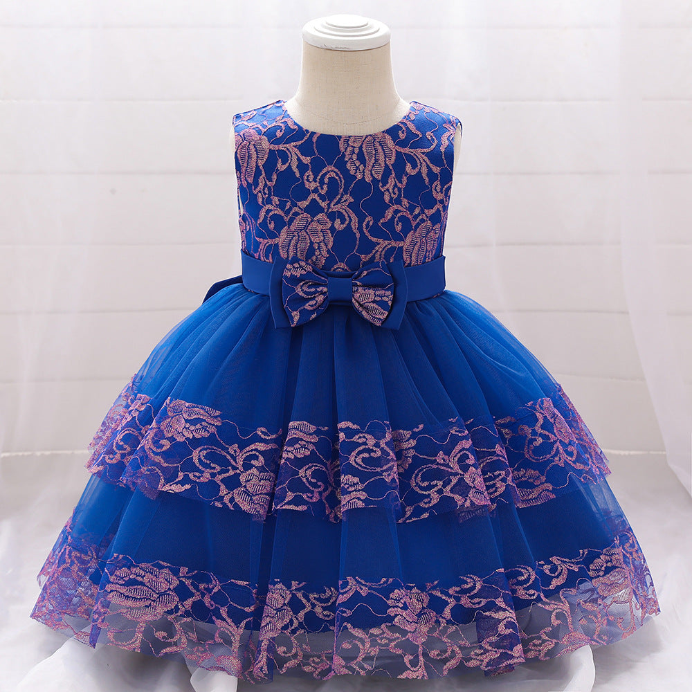 Robes de soirée d'anniversaire pour bébés filles, robes d'été sans manches en dentelle moelleuse et mignonne pour tout-petaines, robes de princesse formelles