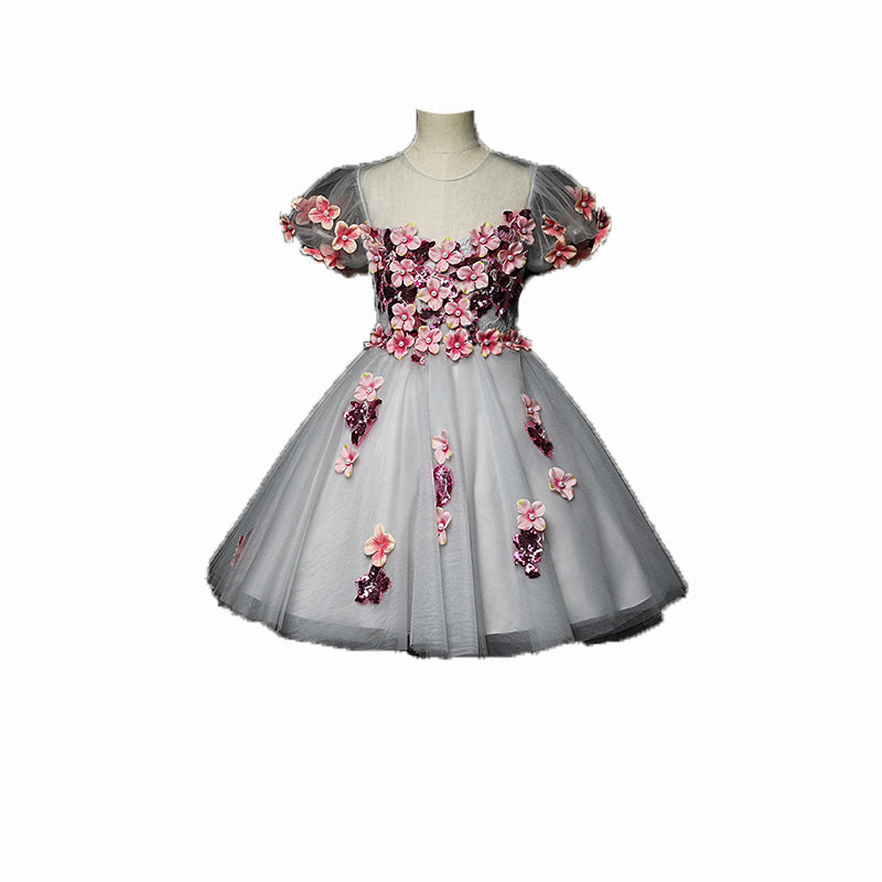 Robe de demoiselle d'honneur Tutu bébé Fille Robe de soirée Princesse Broderie Imprimée Mignonne