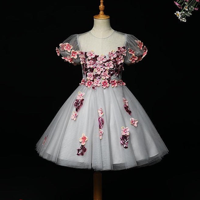 Robe de demoiselle d'honneur Tutu bébé Fille Robe de soirée Princesse Broderie Imprimée Mignonne
