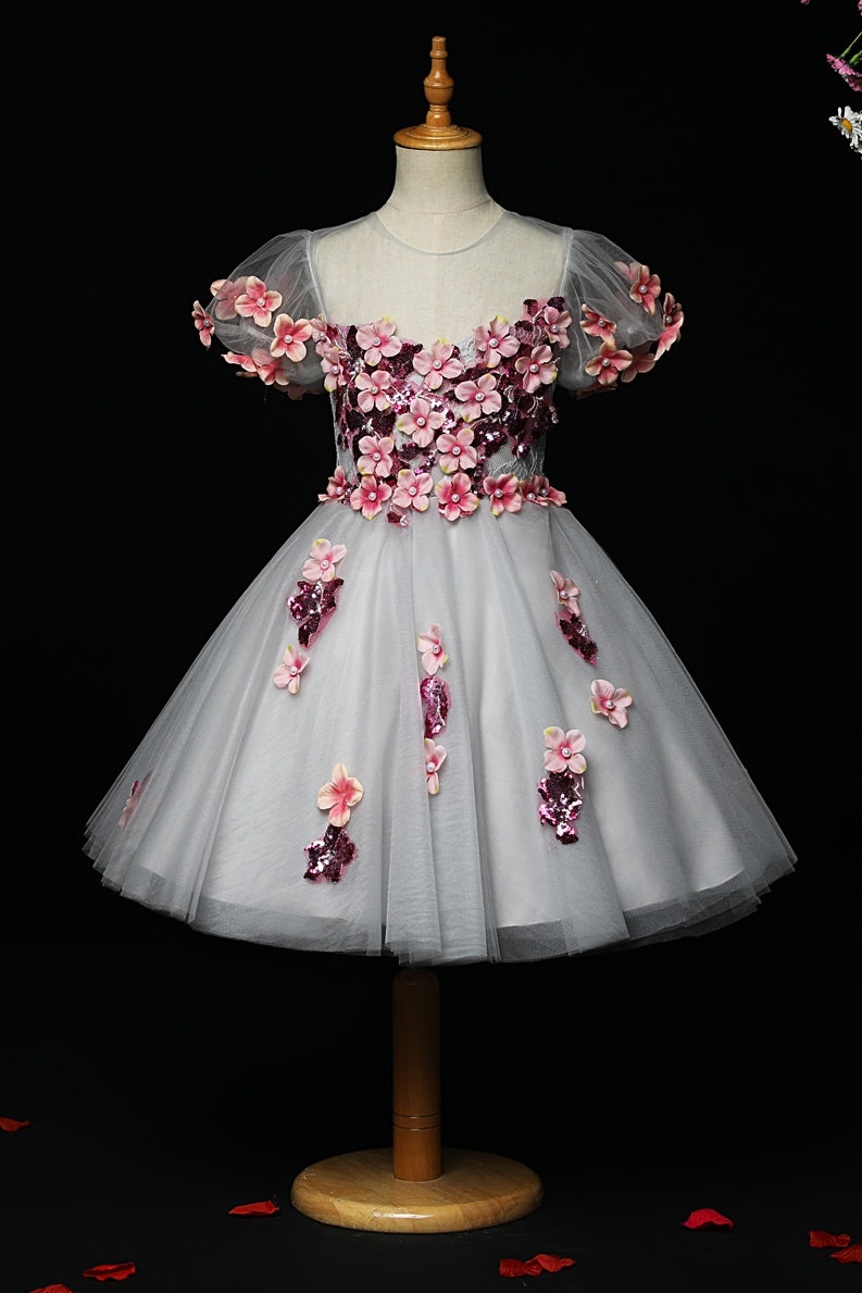 Robe de demoiselle d'honneur Tutu bébé Fille Robe de soirée Princesse Broderie Imprimée Mignonne