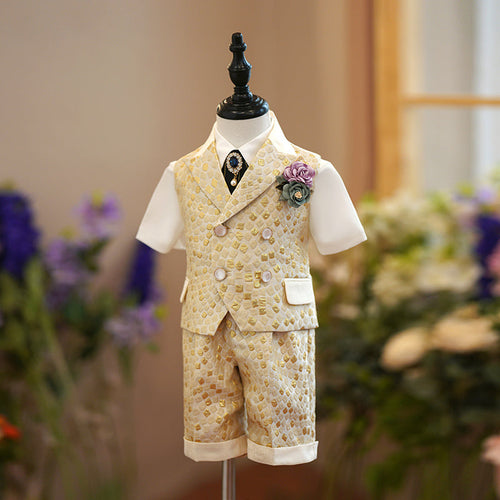 Ensemble de Costume Gilet Été Bébé Garçon Mariage Anniversaire
