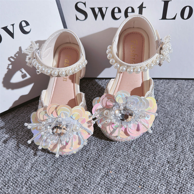 Chaussures d'été pour filles, neuves, avec papillon en cristal et perles, style princesse
