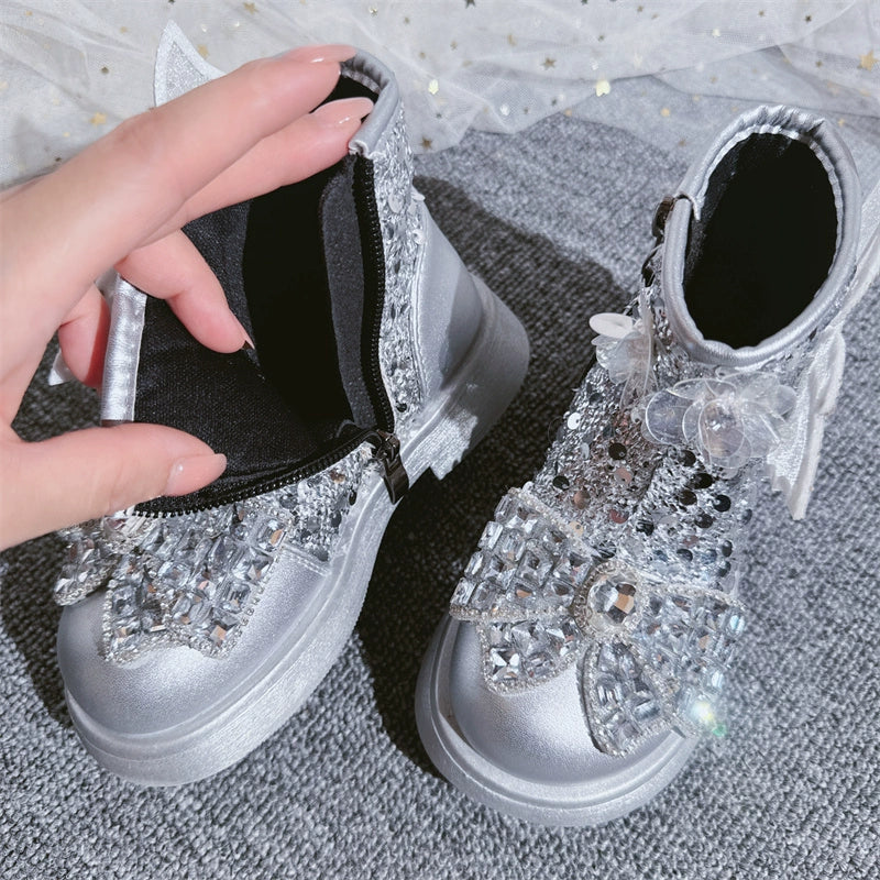 Nouvelles bottes de princesse en strass pour filles - Collection automne