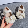 Chaussures en cuir souple de princesse pour fille à perles et papillons