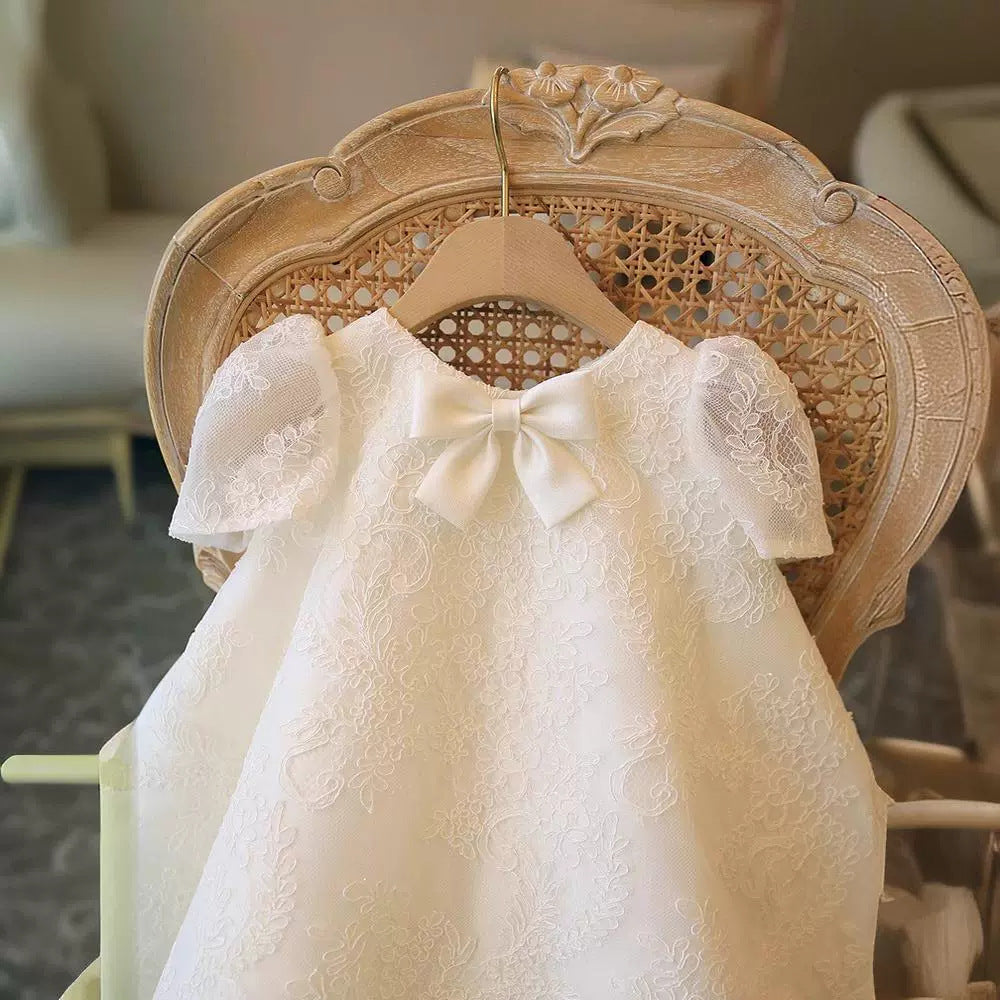 Jolie robe de baptême en dentelle pour bébé fille, robe de princesse de concours d'anniversaire pour tout-petit