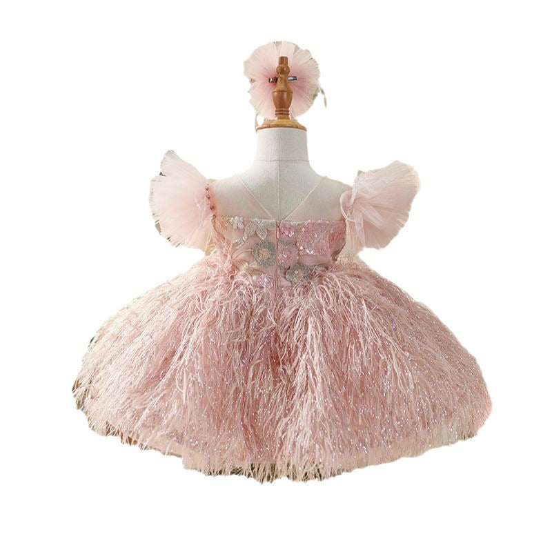 Robe de soirée luxueuse et bouffante pour bébé fille, robe de princesse moelleuse pour concours