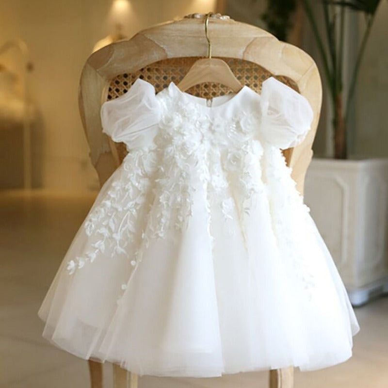 Robe de baptême d'été blanche pour bébé fille, robe de princesse pour fête d'anniversaire pour tout-petits
