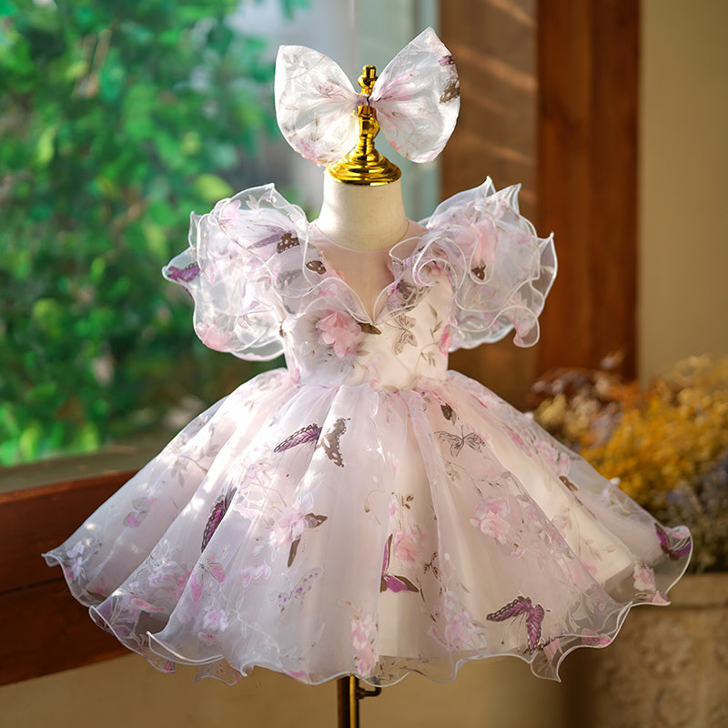 Robe de princesse papillon et fleur pour bébé fille et petite fille, pour fête d'anniversaire