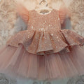 Robe Princesse Été Fille en Dentelle Pailletée Robe de Soirée Noël pour Tout-Petit
