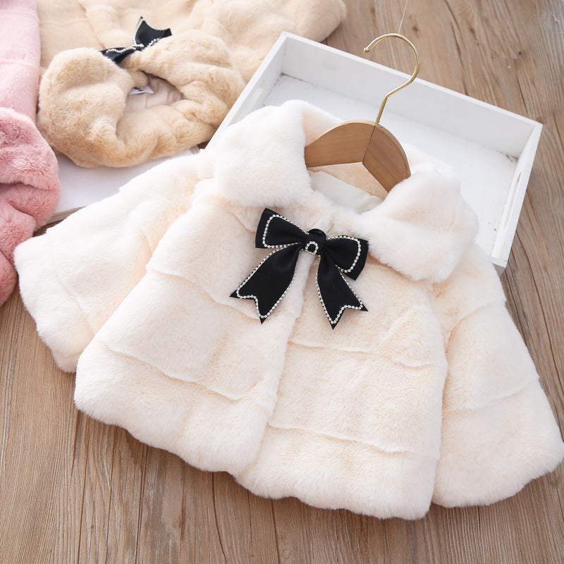 Manteau d'hiver avec nœud pour filles Tenue confortable pour filles