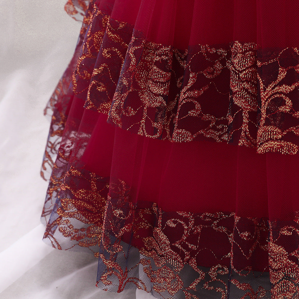 Robes de soirée d'anniversaire pour bébés filles, robes d'été sans manches en dentelle moelleuse et mignonne pour tout-petaines, robes de princesse formelles