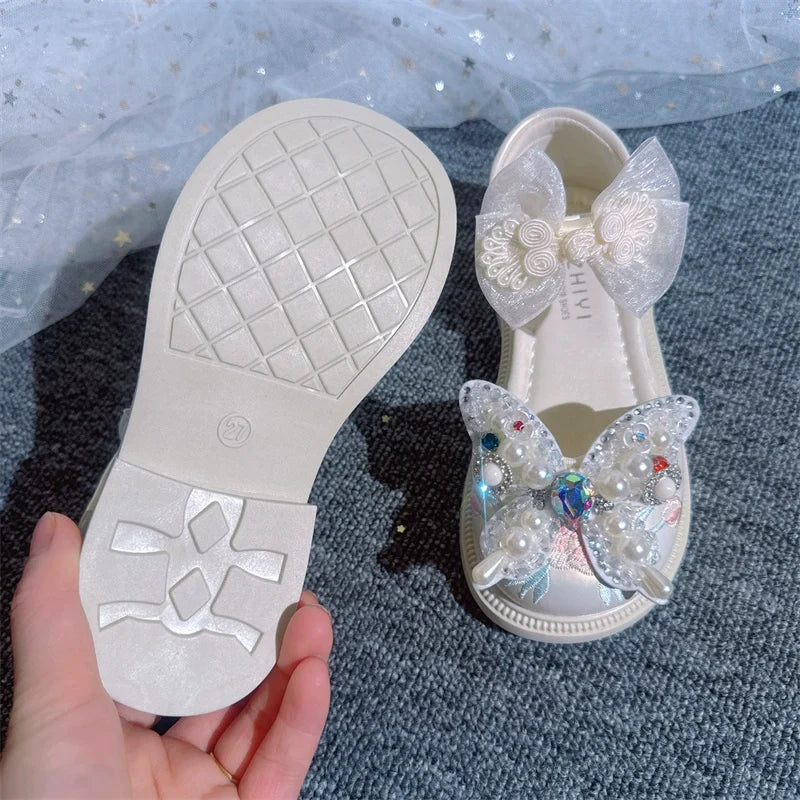 Chaussures d'été mignonnes pour bébés filles avec nœud papillon et perles