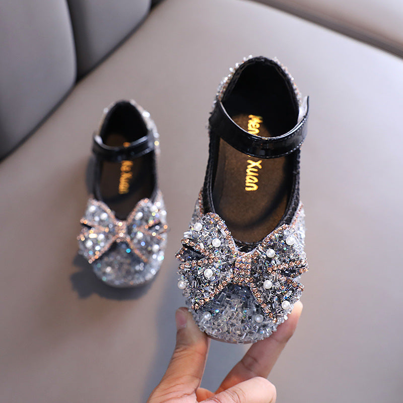 Chaussures d'été pour filles, chaussures de princesse avec nœud papillon et diamants pour anniversaire