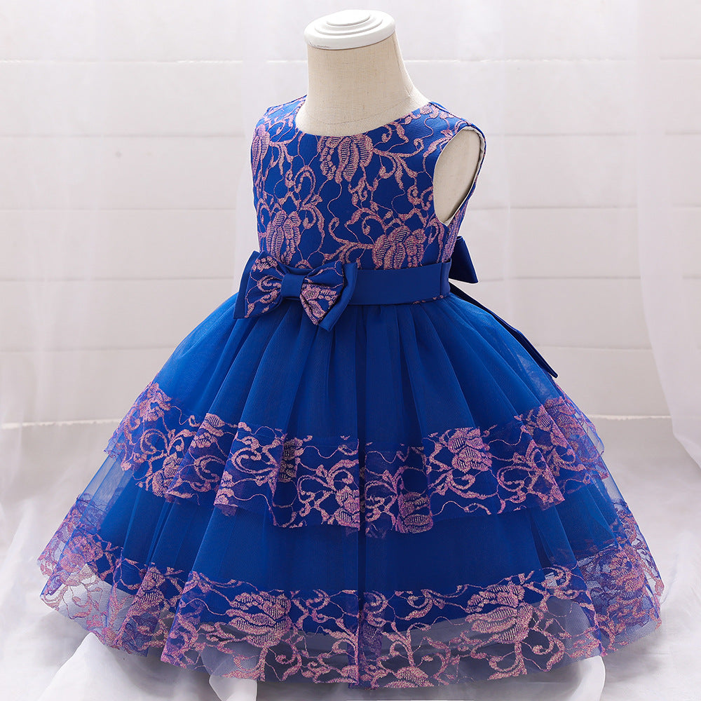Robes de soirée d'anniversaire pour bébés filles, robes d'été sans manches en dentelle moelleuse et mignonne pour tout-petaines, robes de princesse formelles