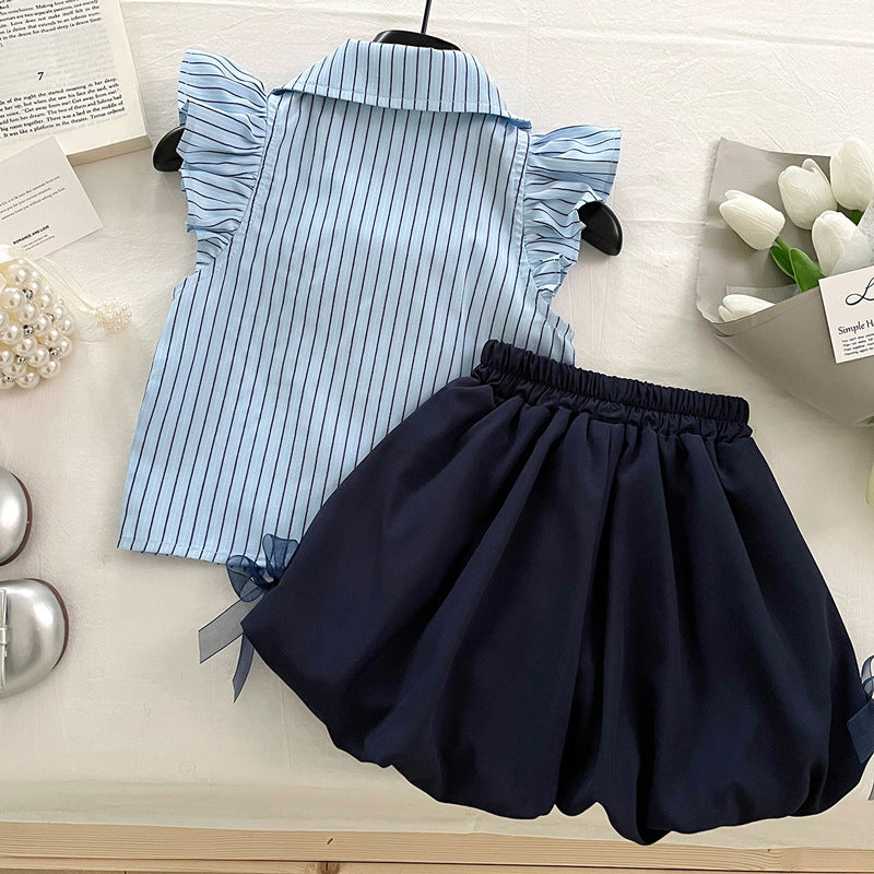 Ensemble deux pièces preppy d'été pour filles