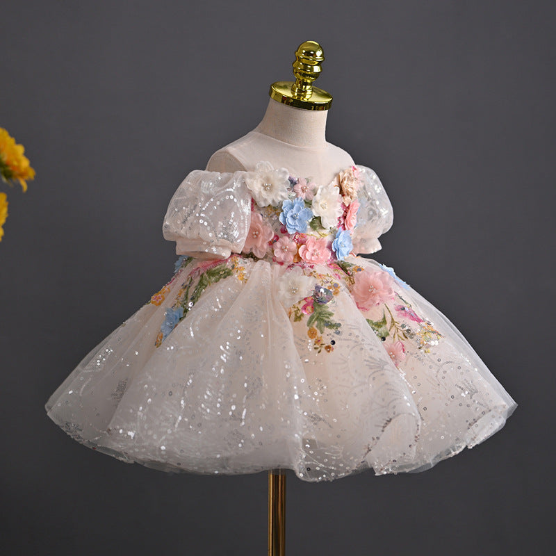 Robe d'anniversaire pour filles, robe de communion pour enfants, robe de princesse, robe de demoiselle d'honneur