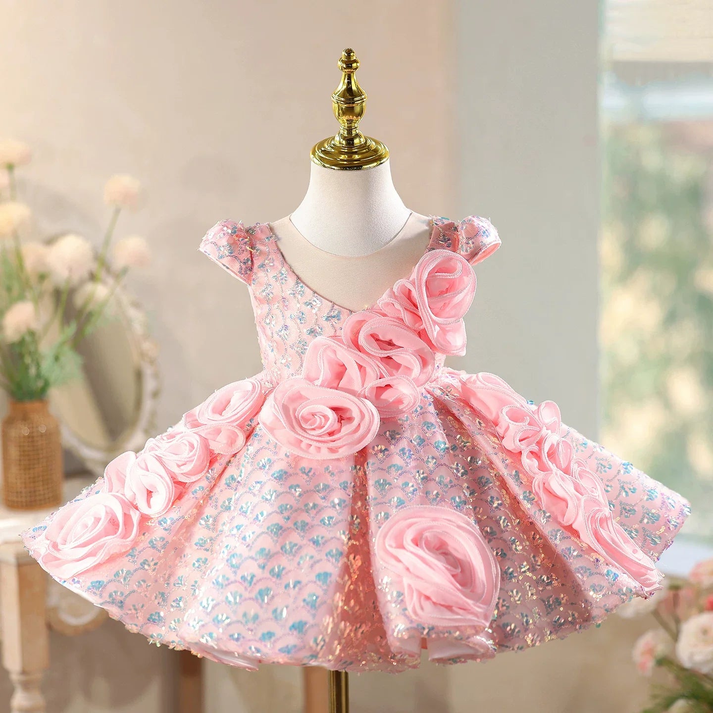 Robes roses demoiselle d'honneur Robes bébé fille Robes de soirée fille