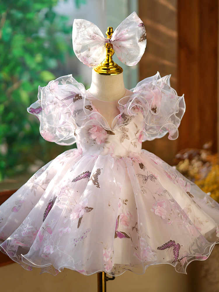 Robe de princesse papillon et fleur pour bébé fille et petite fille, pour fête d'anniversaire