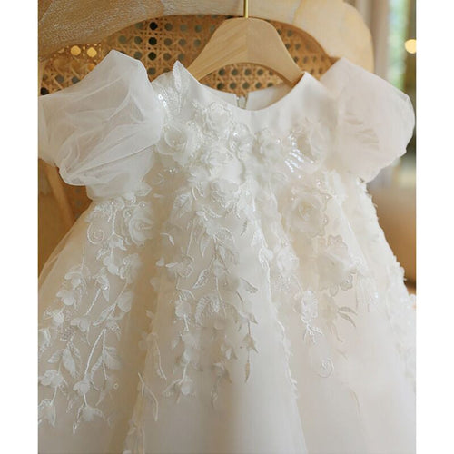 Robe de baptême d'été blanche pour bébé fille, robe de princesse pour fête d'anniversaire pour tout-petits