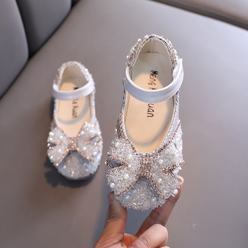 Chaussures d'été pour filles, chaussures de princesse avec nœud papillon et diamants pour anniversaire