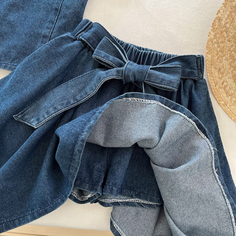 Ensemble deux pièces style preppy pour filles - tenue d'été